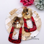 GOLD Flower＊RED Python ピアス/イヤリング