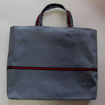 レッスンバッグ　グレー×紺エンジライン
