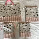 tomomyaok様オーダー品☆ リボン×ピンクしましま柄レッスンバッグ4点セット
