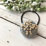 【ミニヘアゴム】ミモザ刺繍　空色