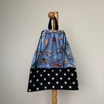  持ち手付き 巾着袋(大)  はたらくくるま(青)×星