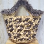レオパード柄ファー付ミニマルシェバッグ【受注製作】