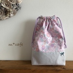  リバティ 巾着 ❇︎  ベッツィ ・リボン刺繍