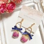 数量限定♡ハート×リボン×ローズ ドライフラワー ピアス