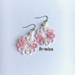 タティングレース  パールとレースのお花ピアス  ＊gradation＊