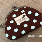 ☆M様オーダー品☆ 猫の水玉模様の小さながま口ポーチ♪(こげ茶)