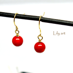 サンゴの天然石一粒ピアス/イヤリング