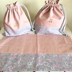 rabichuki様☆さくらんぼ×花柄 給食セット、お弁当袋
