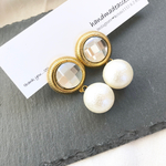 [再販] ビジュー × コットンパール ピアス イヤリング
