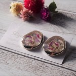 送料無料＊シルバーひねりフレーム×ドライフラワーピアス/イヤリング　パープル