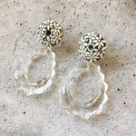 【 chimie vintage collection- 345 】【残りわずかです】ヴィンテージボタンとヴィンテージBIGドロップリングのイヤリング・ピアス