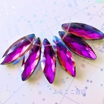 【値下げ！1粒】グラスビーズ  マーキース〈30×10mm レインボールージュ〉ファセットカット 