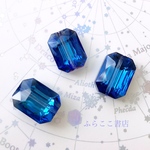 【1粒】グラスビーズ  レクタングル〈18×12mm コバルトブルー〉ファセットカット 