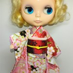 ブライス 着物 リカちゃん 着物 振袖 白 桜