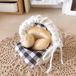 麻ひものミニかごとパンのセット：ホワイト2：