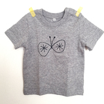 ちょうちょさん 半袖Tシャツ グレー 肩スナップボタン 80cm