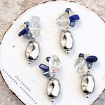 クリスタル×ラピスラズリ×シルバー bijou pierce♡天然石大人ビジューピアスorイヤリング