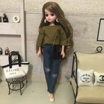 リカちゃん服♡カーキトップス＆ダメージデニムテーパードパンツ♡リアクロ