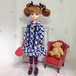 ハートのワンピースセット　ネイビー＊リカちゃん