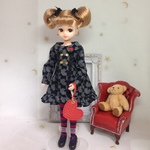 ハートのワンピースセット　ブラック＊リカちゃん