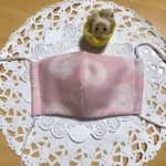 201 ピンク地レース柄 おしゃれな抗菌マスク marikoro