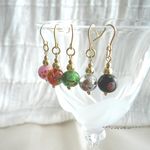 再販3) 和風トンボ玉のピアス・イヤリング【パーツ変更無料】