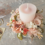 Antique Rose saumon＊キャンドルアレンジメント＊キャンドル＊ボタニカル＊プリザーブドフラワー ＊花＊ギフト＊結婚祝い＊春のお祝い