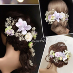 ✨【F1806V10】紫・ホワイト・かすみ草♡ヘッドドレス♡髪飾り♡成人式・卒業式・結婚式