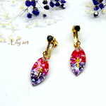 red＆purpleシェル十字架イヤリング/ピアス