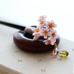 簪 [ 千夜桜のひと枝かんざし ] ピンク / 藤色 | つまみ細工 簪 かんざし 髪飾り 和 花 桜 サクラ