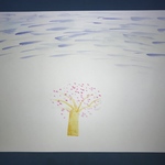流れる空と桜の木
