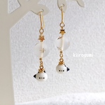 小粒シマエナガとフロストビーズのピアス・イヤリング