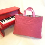 レッスンバッグ・ふかふかのリス（ローズピンク）・刺繍・キルティング・チェック・入園入学