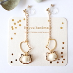 twin cats ♡　揺れるピアス/樹脂ノンホールピアス（イヤリング）