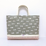 【再販】シンプルリボン グレー×ピンク*ハンドメイド  レッスンバッグ シンプル リボン 北欧 