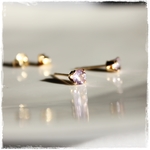 14kgf 天然石ピンクアメジスト4mm*4本爪ピアス(ペア売り)