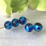 ガラスビーズ /５個/8mm/da579/2色 ブルー/トンボ玉/とんぼ玉/ホタル玉/アクセサリー パーツ