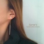 パール×スティックバーのキャッチピアスorイヤリング