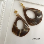 再販✴︎チョコマーブルドロップフープピアス/イヤリング