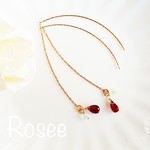 【天然石】ドロップ ガーネットとクォーツのアメリカンピアス☆イヤリング☆アレルギー対応☆サージカルステンレス