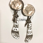 シルバー×リボン×変形シルバーピアス