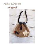 【ＳＡＬＥ】切り替えがおしゃれな♡巾着小　コップ袋などに♪　くまプリント×デニム　送料無料！