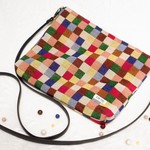 カラフルなゴブランのサコッシュ(ブロックチェック)※肩掛ベルトはオプションから