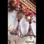 Sana アンティーク   揺れる花 ビッグフラワー ドレスフラワー ピアス