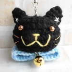 リボン猫ストラップ【黒猫☆】