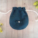 リボンがかわいい♡小さな巾着袋　ダークグリーン