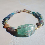 Roman glass & Opal bracelet 14kgf