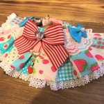 犬・猫の首輪　23～26　cocoちゃんフリルチョーカー　苺・レース・ターコイズブルー