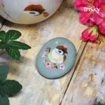 【受注品】鳥のブローチ　桜の花とスズメ