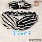 数量限定！柔らかダブルガーゼのヘアバンド親子セット⭐︎モノトーンストライプ    ブラックリボン